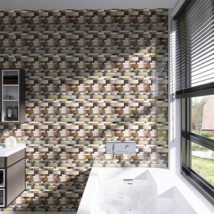 Mosaicos de cristal hechos a mano marrones rectangulares grandes de estilo <span class=keywords><strong>vintage</strong></span> de fabricación de Foshan para diseño de pared de baño - Product Image 3