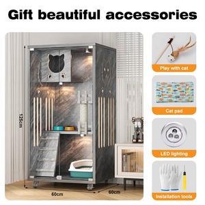 Casa de Lujo para Gatos con Poste Rascador, Diseño con Estampado Animal, Transpirable, Jaula de Alta Calidad para Gatos - Product Image 2