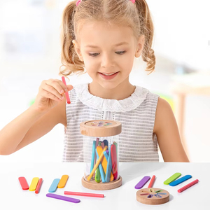 Wholesale 2 in 1 Color Sorting Game Multicolored Sticks <b>Toys</b> Classification Cup Transparent Acrylic Body With Lids - Product Image 2