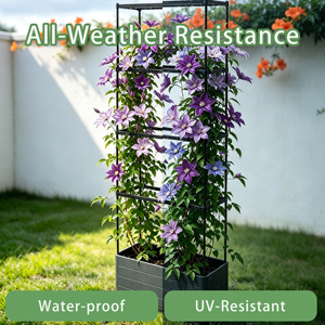 Outdoor Plastic Self-Watering Raised Garden Bed with 4-Tier <b>Trellis</b> Easy Assembly Planter Box for Home & Vegetable Gardening - Product Image 2