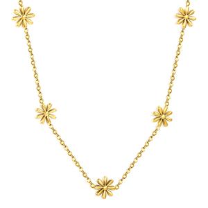 สร้อยคอแฟชั่นทันสมัย ไม่ลอก ไม่ดำ ชุบทอง 18k ลายดอกไม้ สร้อยคอเดซี่สแตนเลสชุบทอง 18K PVD สำหรับผู้หญิง - Product Image 1