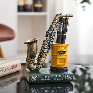Vintage Saxophone <span class=keywords><strong>Violon</strong></span> Livre <span class=keywords><strong>D</strong></span>écoration Résine porte-plume <span class=keywords><strong>D</strong></span>écoration Salon <span class=keywords><strong>Étude</strong></span> Bureau <span class=keywords><strong>D</strong></span>écoration - Product Image 1