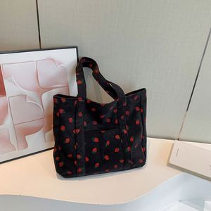 Lady's Fashion Corduroy Canvas Handbag with Single Strap Cotton Lining & <b>Zip</b> Closure Cartoon Pattern Leisure <b>Tote</b> Bag - Product Image 6