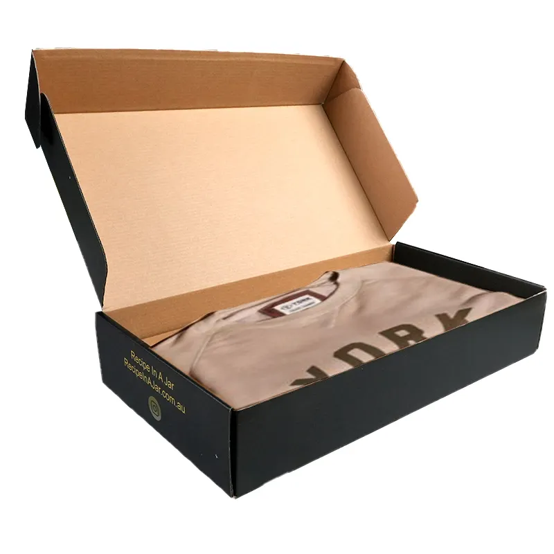 Custom Printed Corrugated Paper Luxury T shirt Box Black Clothing T-shirt Packaging tshirt gift box