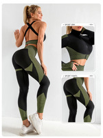 Ensemble de leggings de sport 3 pièces pour femme, taille haute, longueur intégrale, respirant, en polyamide/nylon, pour fitness, yoga, gym, jogging, course à pied, taille élastique