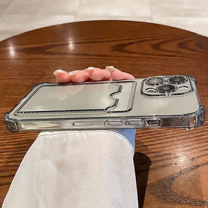 Funda Transparente con Ranuras para Tarjetas para <span class=keywords><strong>iPhone</strong></span> 15 14 13 <span class=keywords><strong>12</strong></span> 11 Pro Max <span class=keywords><strong>Mini</strong></span> X XR XS 7 8 Plus, Carcasa Protectora Suave Antigolpes - Product Image 5