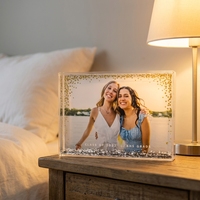 Cadre photo en acrylique flottant avec paillettes liquides 4x6 pouces, impression UV personnalisée, décoration de bureau, vente en gros, directement de l'usine