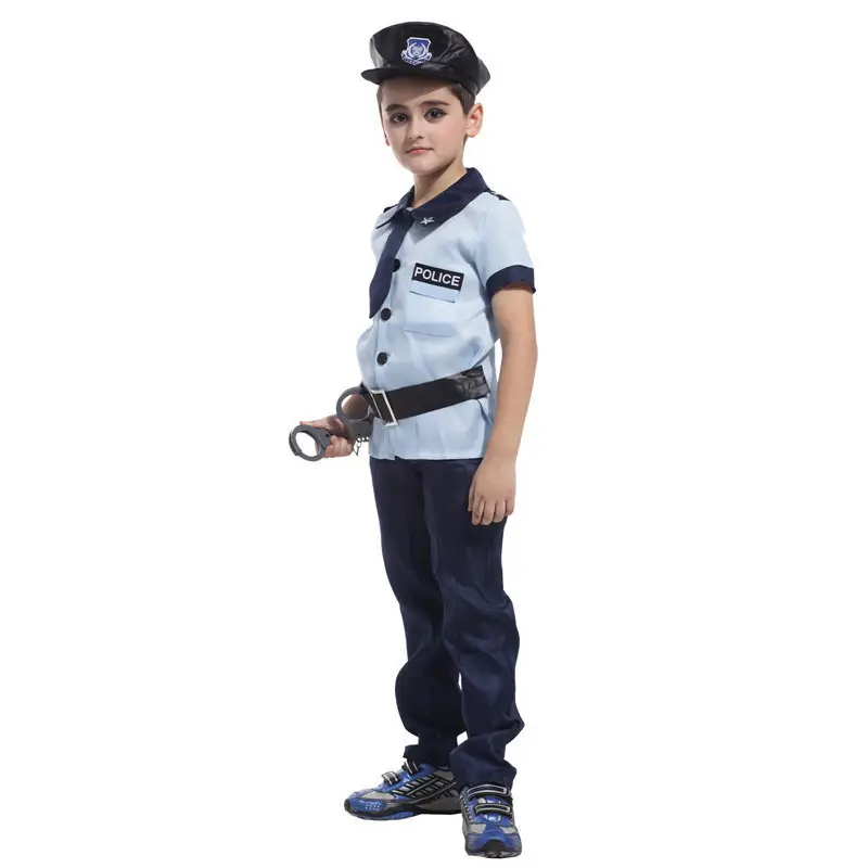 Ecowalson kostum polisi anak laki-laki, kostum halloween bermain peran untuk anak-anak dengan mainan
