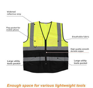 حار بيع الأمن العمل الآمن استخدام الأصفر الأسود عالية الوضوح سترة سلامة عاكسة - Product Image 4