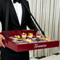 Nouveau Plateau de Service Portable en Métal pour Fêtes et Desserts, Présentoir Alimentaire à Bandoulière pour Mariages, Cocktails et Traiteur