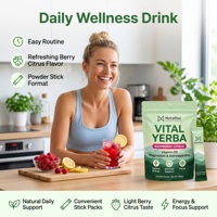OEM Personalizado Yerba Mate en Polvo Instantáneo con Vitaminas, Sin Gluten, a Base de Hierbas, 30 Sobres, Bebida de Apoyo Inmunológico para Adultos