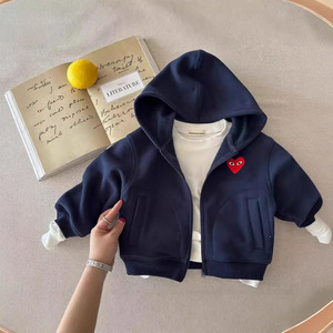 Felpa <span class=keywords><strong>con</strong></span> Cappuccio in Cotone Stile Coreano per Bambini, Cardigan <span class=keywords><strong>con</strong></span> <span class=keywords><strong>Zip</strong></span> per Ragazzi e Ragazze, Top Tie-Dye a Forma di Cuore - Product Image 3