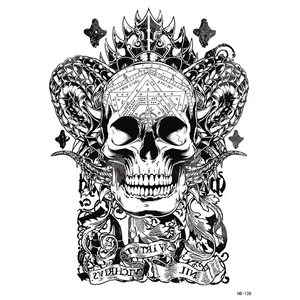 Adesivi per Tatuaggi Temporanei a Forma di Teschio, Neri, Impermeabili, per Arte Corporea, per Uomini e Donne, Braccio e Collo, Design Personalizzato - Product Image 5
