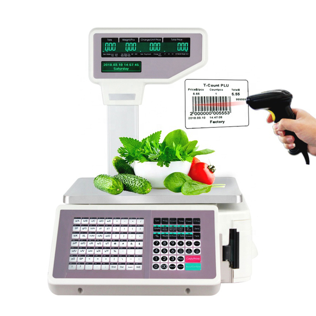 Popular 15kg 30kg Electronic Barcode Printing Label Scale for Supermarket