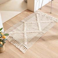 Vente en gros de tapis tufté en lin bohème pour la maison salon baie vitrée chambre à coucher tapis à franges tissé en coton