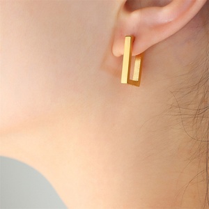 Minimalist Jewelry Stainless Steel Ear <b>Clip</b> Earring Elegant square Earrings - Product Image 2