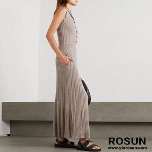 Chiusura con bottoni lungo abito Maxi maglione in <span class=keywords><strong>maglia</strong></span> a vita bassa in <span class=keywords><strong>lana</strong></span> a costine anteriori - Product Image 2