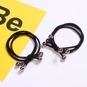 Coletero elástico con cuentas redondas negras, accesorios para el cabello simples para uso diario - Product Image 4