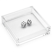 Plateau et support pour dés de mahjong en acrylique transparent poli, logo personnalisé, forme carrée, accessoire de jeu pour toutes les applications