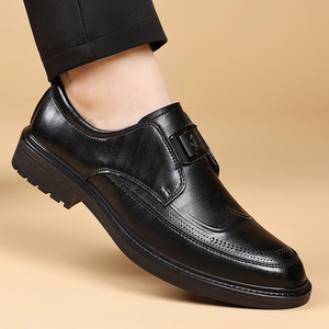 รองเท้าหนังผู้ชาย สีน้ำตาล สีดำ หัวแหลม แบบสวม ปิดด้วยแถบเดียว ลำลอง ธุรกิจ เป็นทางการ ส้นเตี้ย แฟชั่น สำหรับวัยรุ่น อายุ 18-40 ปี - Product Image 2