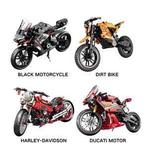 New Micro Bricks Gift Motorcycle Model Assembly Small Bricks Racing Scooter Children's Educational Toys Gift Kids Creative Toy