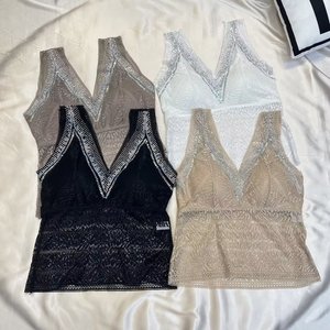 Top de Verano con Diseño de Pedrería, Escote en V, Sin Mangas, con Encaje, Moldeador de <span class=keywords><strong>Espalda</strong></span>, para Mujer - Product Image 1