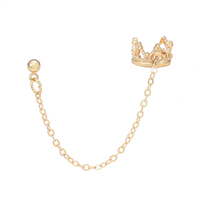 Ensemble de boucles d'oreilles clous minimalistes plaquées or avec chaîne couronne et manchette d'oreille pour femme - Vente en gros de bijoux