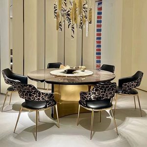Chaise de salle à manger en cuir et acier inoxydable de luxe léger, style moderne simple, pour la maison, le loisir, le bureau, designer haut de gamme, villa, <span class=keywords><strong>restaurant</strong></span> italien - Product Image 1