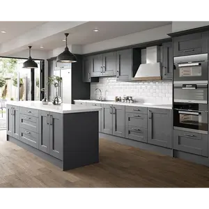 Desain Modern Kabinet Dapur Modular Kayu Solid Putih Kabinet Dapur Pengocok Kayu Ceri Biru Kustom