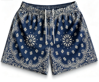 Shorts de plage en maille à imprimé cachemire pour hommes, avec cordon de serrage et taille élastique, décontractés, pour la natation et les vacances