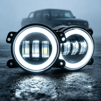 JHS Phares antibrouillard LED pour Jeep, UTV, VTT, avec Angel Eyes Halo et faisceau auxiliaire