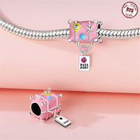 Creative Rose Caméra Zircon Bracelet Perle Pendentif pour Voyage 925 En Argent Sterling Valise Collier Charme DIY Bijoux Accessoires