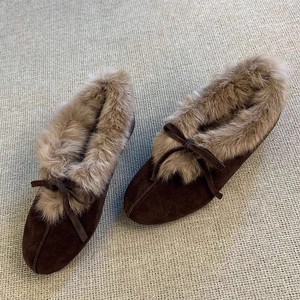 Shearling Lined Clogs and Mules Plush Fur Trim Slip On Round Toe Indoor Outdoor Shoes - Product Image 2