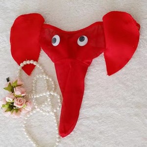 String rouge à motif d'éléphant de dessin animé, T-shirt mignon à motif de dessin animé pour hommes, lingerie sexy, sous-vêtements amusants, imprimé léopard pour travesti. - Product Image 3