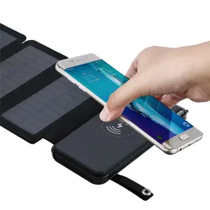 Xu Hướng Xách Tay Nạp Tiền Led Đèn Pin Kép USB Đầu Ra External Battery Charger Năng Lượng Mặt Trời Ngân Hàng Điện Xách Tay 10000 Mah