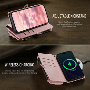 Cartera con Cremallera para <span class=keywords><strong>Mujer</strong></span> CaseMe, Bolso Bandolera Multifuncional de PU para iPhone 15 - Product Image 5