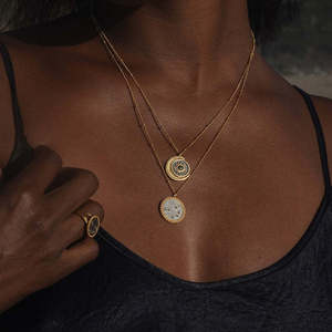 Collane pendenti in pietra di luna naturale in pietra di luna placcata oro in acciaio inossidabile alla moda - Product Image 4