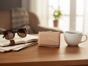 Portafoglio da donna a tre ante con chiusura a scatto, di medie dimensioni, in materiale PU, stile minimalista - Product Image 2