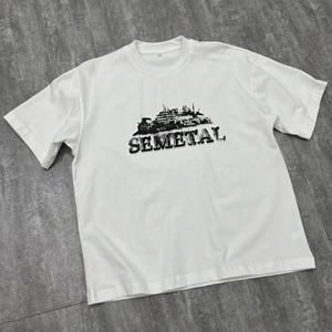 T-shirt en coton 180 g/m² tendance, coupe oversize imprimée à épaules tombantes, col rond, coupe courte et carrée, grammage lourd - Product Image 1