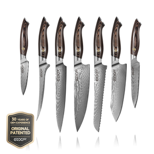 طقم سكاكين دمشقي 7 قطع، 67 طبقة من فولاذ VG10، سكاكين مطبخ يدوية الصنع بلمعة مرآة، سكين شيف دمشقي بمقبض خشبي - Product Image 1