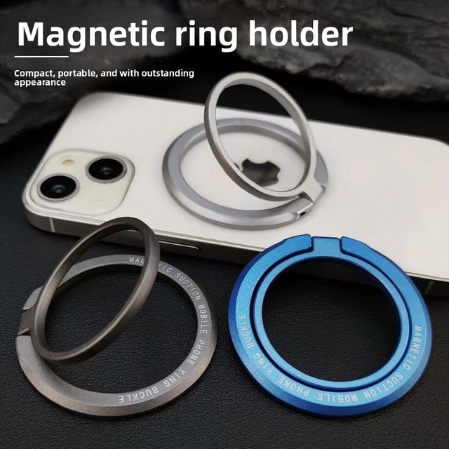 Ultra Slim Magnetic Phone Ring Holder for iPhone 360 Degree Rotatable N52 Magnet Kickstand Zinc Alloy Foldable Portable Grip