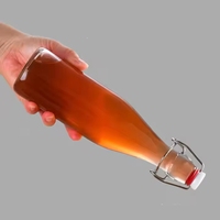 Bouteille en verre transparente à fermeture à pression de 250 ml, 500 ml, 1000 ml, avec bouchon en silicone en acier inoxydable, réutilisable, pour boissons énergisantes