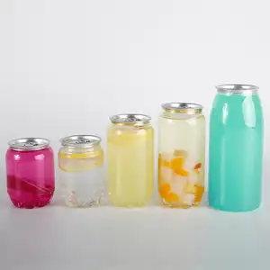 Venta al por mayor de envases de plástico transparentes de grado alimenticio respetuosos con el medio ambiente botella redonda de PET con tapas