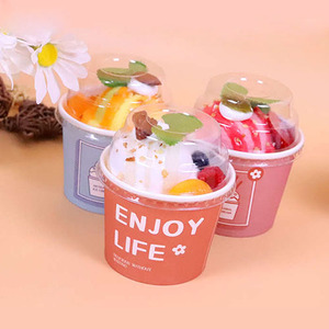 Wholesale Custom Degradable 100ml 150ml 500ml <b>Disposable</b> Cake Dessert Ice Cream Paper <b>Cups</b> with Dome Lid - Product Image 4