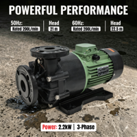 Pompe à eau chimique 3 HP sans fuite CFR ETFE 200 L/min pour acide sulfurique, pompe à entraînement magnétique 2,2 kW 220/380V