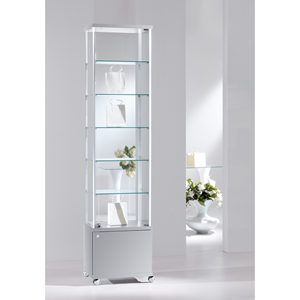 Modern Showcase With Aluminium Frame 53x39x220 Cm Light <b>Grey</b> Glass Doors Adjustable Shelves Display <b>Cabinet</b> - Product Image 1