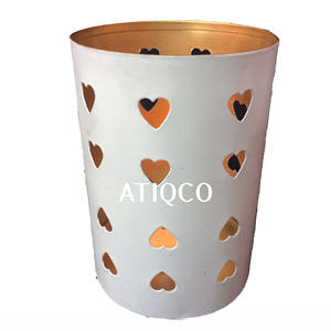 Vente en gros de bougies chauffe-plat rondes en fer rose pour mariage et décoration intérieure beaux vases en métal - Product Image 3