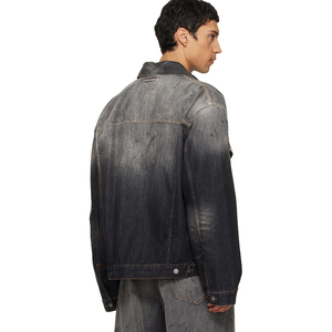Chaqueta Vaquera Vintage con Pintura Personalizada OEM, Chaqueta Vaquera Negra Extra Grande para Hombre - Product Image 2