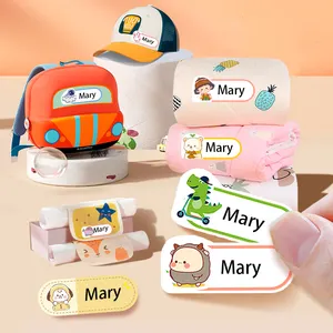 New Arrival Wholesale Cartoon Self-Laminating Water Bottle name sticker Waterproof Kids Person Name Labels Stickers for School