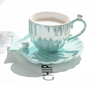 Tasse à café en céramique et porcelaine couleur nacre, écologique, sûre, moderne et contemporaine, avec couvercle et soucoupe créative européenne ZHE